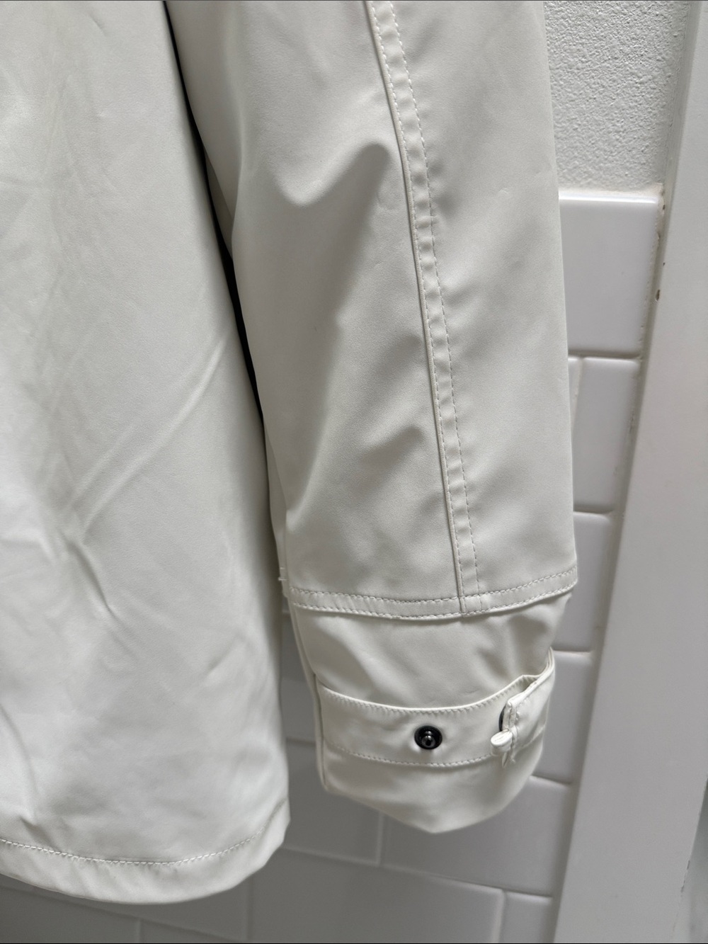 Batela Waterproof White Rain Jacket - Nautical Coat - Fleece Lined Hooded Size M - Picture 7 of 11